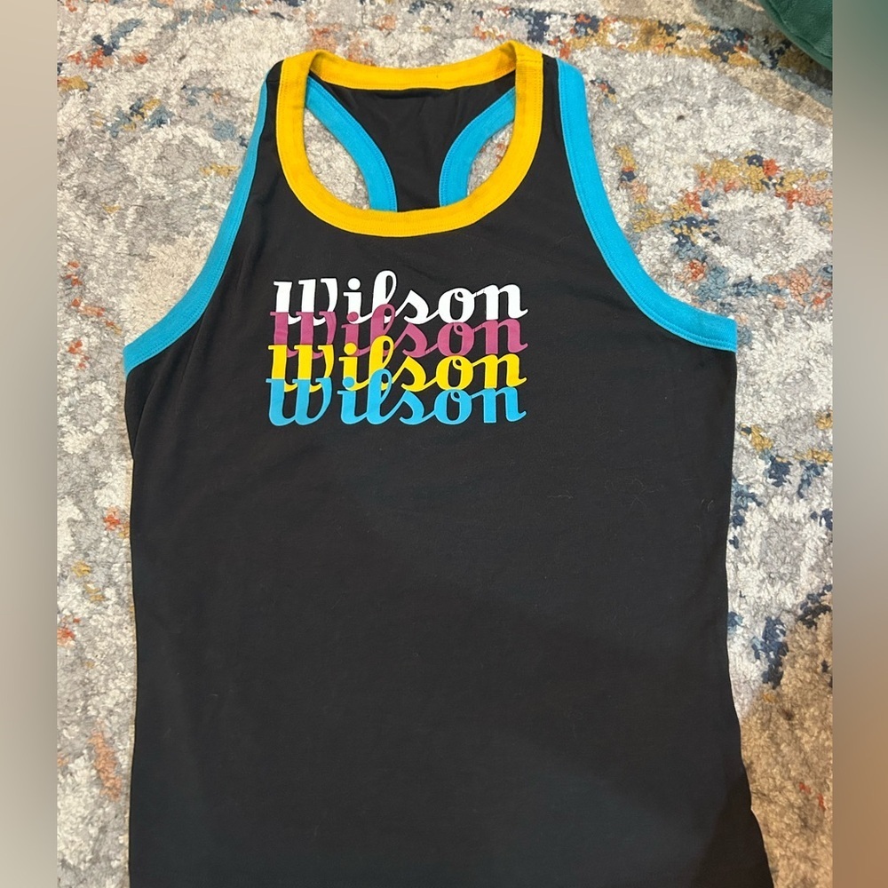 Wilson Black Tank Top with Blue and Yellow Accents Small